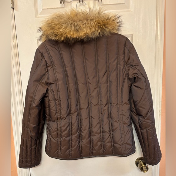 Michael Kors puffer with removable fur collar, chocolate brown, size M - Picture 6 of 6